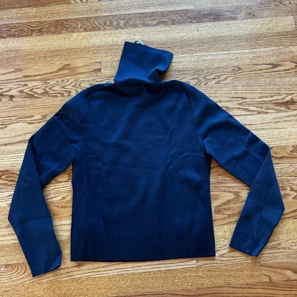 NWT Women’s Polo Ralph Lauren Logo Turtleneck Sweater in hunter navy, size large - Picture 11 of 15